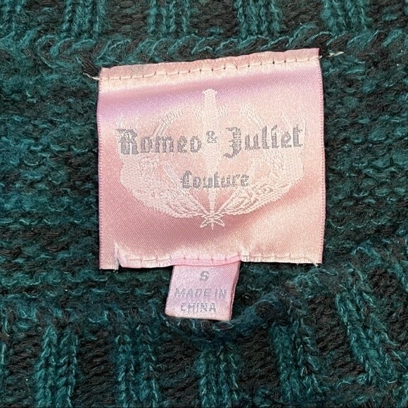 Romeo & Juliet Couture Heather Teal Long Sleeve Sweater Elbow Pads & Studs Small - Picture 6 of 9